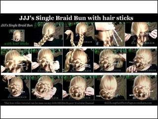 single braid bun with sticks