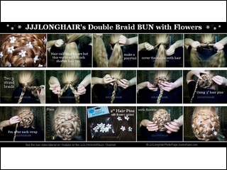 double braid flower bun 15 pix w info